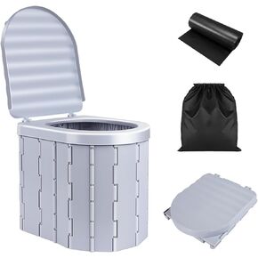 Portable Camping Toilet Camping Toilet, Foldable Detachable Potty for Travel, Car, Hiking, Fishing, Long Trip, Tent, Beach, Boat for Adults and Kids Outdoor Emergency Hygiene Supplies
