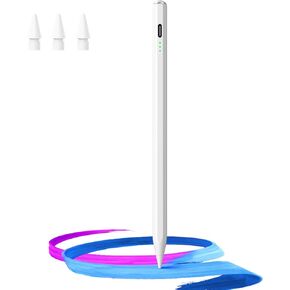 Stylus Pen for iPad(2018-2025)-13 Mins Fast Charge with Tilt Sensitivity & Palm Rejection for iPad 11/10/9/8/7/6th Gen, Air 7/6/5/4/3/M3/M2, Pro 13"/12.9"/11"/M4, Mini 7/6/5th,White