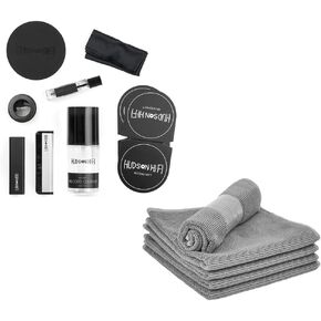 Hudson Hi-Fi Vinyl Record Cleaning Kit Bundled with Anti Static Record Cleaning Microfiber Cloth 5 Pack