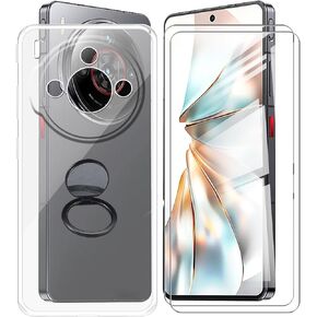 for ZTE Nubia Z60S Pro 5G Case, with [2 X Screen Protector Tempered Glass], [360° Rotation Ring Kickstand] Slim Soft Anti-Scratch TPU Phone Cover for ZTE Nubia Z60S Pro 5G (6.78")