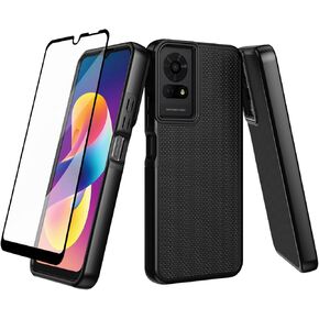 Ailiber for TCL K24 T434D Phone Case, TCL K23/TCL 50 LE Case with Screen Protector, Dual Layer Shockproof Protective, Silicone Bumper Non Slip Back, Heavy Duty Rugged Cell Phone Cover-Black