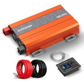 1080 Watt Pure Sine Wave Inverter, Remote Monitor Controller 12V DC to 120V AC Converter for Home, RV, Truck, Off-Grid Solar Power 110V with Built-in 5V/2.1A USB Port