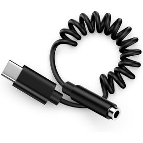 USB C to 3.5mm Audio Coiled Cable,Type C to Aux Dongle Adapter for Samsung Galaxy A56 S25 Ultra A36 A26 S24 FE S24 Ultra S23 A35 A25,Headphone Jack Adapter for Google Pixel 9a 9 Pro XL/Fold 8 Pro 7 6