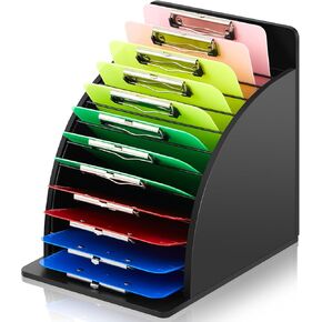 1 Pcs Clipboard Holder Wooden Metal Clipboards Storage Rack with Raised Side Panel Clipboard Organization and Storage for Classroom Office School Teacher, White, Clip Boards Not Included