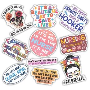 (10pcs) Nurse Stickers Nursing Medical Funny Nurse Doctor Heathcare Nursing School Funny Gifts Multiple Different Design, Waterproof, UV- Resistant, Suitable for Tumbler, Laptop, Car, Truck in Saudi Arabia