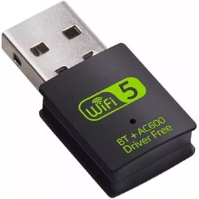 USB WiFi Bluetooth Adapter, 600Mbps Dual Band 2.4/5Ghz Wireless Network External Receiver, Mini WiFi Dongle for PC/Laptop/Desktop Computer Driver Free Green WI-FI