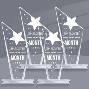 Roowest 6 Pcs Employee of The Month Plaque Teacher Appreciation Gifts for Nurses Coworkers Acrylic Plaque Award Keepsake Reward for Employee Colleague Volunteer Office Business Favor