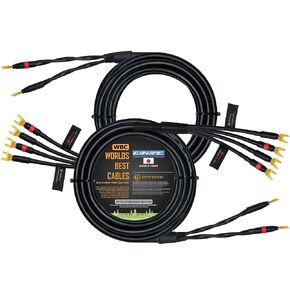 Best Worlds Best Cables 25 Foot - Canare 4S11 - Audiophile Grade - Hifi Star -Quad Bi -Wire Cable Pair مع موصلات Gold Banana & Spade [Banana X2 - Spade X4]