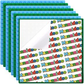 8 Packs Peel-and-Stick Large Baseplates for Tables/Walls, Classic Big Adhesive Plates for Building Blocks - Compatible with Duplo Blocks, Green/Sky Blue