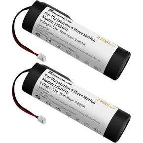 2 Pack Upgraded 2700mAh LIS1651 LIS1654 Battery Replacement for Sony PlayStation 4 PS4 Move Motion Controller Battery
