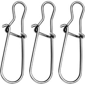 100PCS Size 0-8 Stainless Steel Duo Lock Snap Clip Swivel Lure Snaps Fishing Clips Swivels Fishing Tackle Kit Fishing Snaps Clip High Strength Fishing Gear Hooked Snap