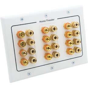 12 Speaker Wall Plate, Home Theater Wall Plate, Gold Plated Binding Posts, Speaker Wall Plates, for Home Theater Wall Speaker Plate Setup
