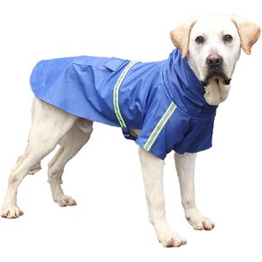 Dog Raincoat,Adjustable Drawstring Dog Rain Jacket for Large Medium Small Dogs,Waterproof Dog Hooded Poncho with Reflective Stripe (Yellow, X-Large)