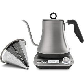 [BUNDLE] OVALWARE Electric Pour Over Gooseneck Kettle 0.8L & Paperless Reusable Pour Over Coffee Filter, 100% Stainless Steel, Fast Hot Water Boiler/Heater, Coffee Cone Dripper, Brew Rich Coffee/Tea