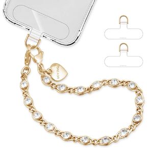 Phone Charm Strap With Metal phone chain Detachable iPhone Wrist Strap Hands-free Phone Wristlet Cell phone chain strap with Clear Phone Tether Tab