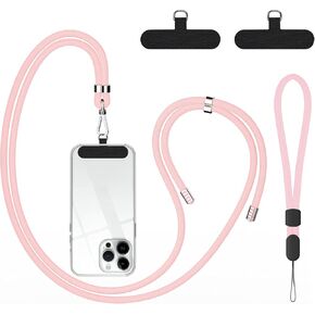 takyu Phone Lanyard, Universal Cell Phone Lanyard with Adjustable Nylon Neck Strap, Phone Tether Safety Strap Compatible for Most Smartphones (Black)