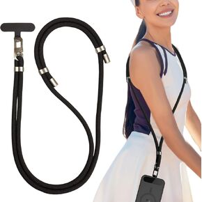 Universal Phone Lanyard Crossbody with Tabs, Adjustable Anti Theft Phone Strap for All Phones, Premium Metal Buckles, Skin-Friendly, iPhone 16 Pro Max Lanyard for Women and Men, Blue