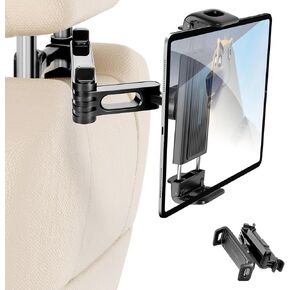حامل الكمبيوتر اللوحي لمسند رأس السيارة ، وقابل للطي متوافق مع 6-12 "iPad ، الهواء ، Mini ، Switch ، 360 ° دوران قابل للتعديل ، ضروري للسفر على الطريق ، الأسود