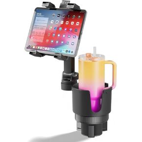 OHLPRO 2-in-1 Cup Holder Tablet Mount for Car, Adjustable 360° Rotation iPad Holder for Car with Drink Holder, Compatible with 7"-11" iPad, Samsung Tab, Perfect for Road Trips, Travel Accessories