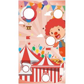 Carnival Toss Game Banner, Clown Pattern Carnival Throwing Game Banner Portable Bean Bag Toss Game Banner for Carnival Games Indoor Outdoor Party Supplies