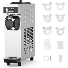 Single Flavor Soft Serve Ice Cream Maker Machine Commercial, 4.7-5.8 Gal/Hr Countertop Soft Serve Machine with LCD Display, Auto Clean Pre-Cooling High Productivity for Restaurants & Snack, 1200W