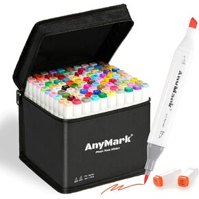 Alcohol Markers Brush Tip, 100+1 Colors Dual Tip Brush & Chisel Alcohol-Based Art Markers Set with Case for Kids Adult Artists Drawing Coloring