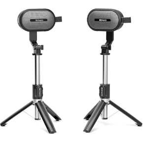 SOWO Wireless Dual Bluetooth Speakers Set, Adjustable Stands 2Pcs, High-Fidelity Stereo Sound, Smart Pairing Sync, Surround Sound with Portable Lightweight Case for Home, Travel, Party, Birthday