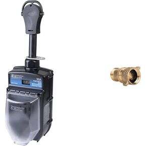 PROGRESSIVE INDUSTRIES RV Surge Protector 50 Amp with Electrical Management System, EMS-PT50X & Camco (40055) RV Brass Inline Water Pressure Regulator-Pressure City Water