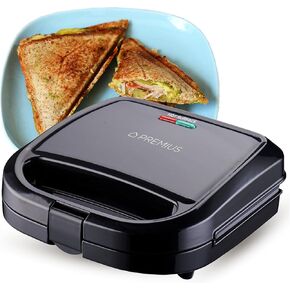 Ceramic NonStick Double Slice Sandwich Maker, Indicator Lights, Cool Touch Handle, Great for Grilled Cheese, French Toast, Tuna Melt, Egg & Cheese and Pancake Sandwich, Easy Clean (Turquoise)