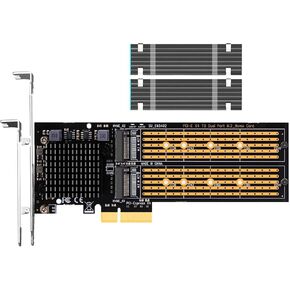 Glotrends PA20 Dual M.2 NVME إلى محول PCIE 3.0 X4 مع مجموعتين من M.2 غرفة التبريد