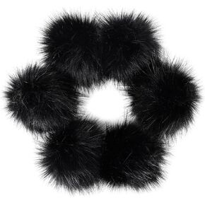 Daieparty 24 Pcs Dark Color Faux Fur Pom Pom Balls,Fluffy Pompom Balls with Elastic Loop Ball Detachable Knitting Accessories for Knitting Hats Beanies Shoes,Scarves,Glove