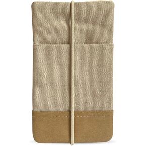 Moin Padded Cotton Phone Sleeve with Rubber Closure - Handmade Case for iPhone 13/14/15 Pro Max, iPhone 13/14/15 Pro, iPhone 13/14, Galaxy S22 Ultra, Other (6.1-6.9 inches) (Ecru)