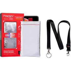 PHOOZY Thermal Phone Case - Apollo Series : Cell Phone Pouch Prevents Overheating from Sun Exposure, Extends Battery Life, Provides Drop Protection (Large - Silver) with Cross Body Strap