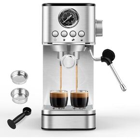 Espresso Machine Coffee Makers 20 Bar, Stainless Steel Espresso Machine with Milk Frother/Steam Wand for Espresso- Premium Home Coffee Maker for Barista Quality Drinks