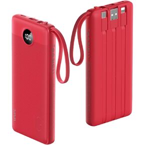 VRURC Portable Charger Power Bank, 10000mAh Travel Essentials Battery Pack, 5 Outputs 2 Inputs Slim Charging Bank Built-in Cables Cords Wires Compatible with iPhone,Samsung,Android-Lavender(1 Pack)