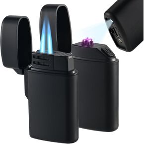 2 Pack Lighter, Torch - Electric Lighter Plasma Arc Flameless, USB Rechargeable Refillable Butane Jet Flame Windproof for BBQ, Grill, Camping, Fireplace, Stove, Candle