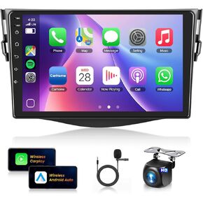 Car Radio for Toyota RAV4 2006-2012 -8Core (2+64GB) Wireless Carplay Android Auto Car Stereo GPS Navi with 9“HD 1280 * 720 IPS Touchscreen Receiver WiFi Bluetooth 1080P Backup Camera RDS FM SWC