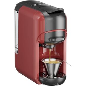 Small Espresso Machine 1450W Single & Lungo Serve Coffee Maker Programmable for Two Capsules/Coffee Powder - 20Bar High Pressure Barista Pump For Latte, Cappuccino