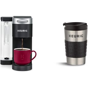 Keurig® K-Supreme Single Serve K-Cup Pod Coffee Maker, MultiStream Technology, Black & Travel Mug Fits K-Cup Pod Coffee Maker, 1 Count (Pack of 1), Stainless Steel