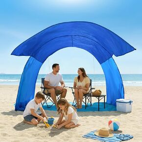 OUTELY Beach Tent for 4–6 People, 7.5ft Tall, UPF 50+ Sun Shelter, Easy Setup, Wind-Supported & Sandbag Stable, Portable Sunshade for Family Beach Day