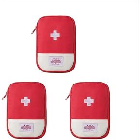 3Pcs Red Portable Mini First Aid Kit, Outdoor Camping Family Survival First Aid Kit Cross Pattern First Aid Kit Safety and Survival Camping and Hiking Safety and Survival