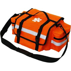 Professional Empty First Responder Bag,Medical Trauma Bag, First Aid Medical Bag with Reflective,Multiple Compartment Kit Carrier for Emergency Medical Supplies (Red)