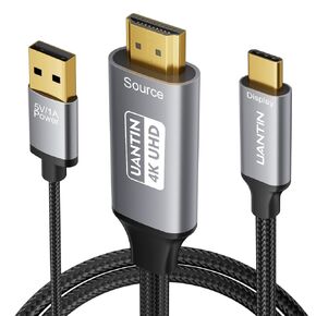 HDMI to USB C Cable Adapter (4K 60Hz) 6FT Uni-Directional HDMI (Source) to USB-C (Monitor) Cord for XR/AR Glasses XREAL One/Air 2 Pro,RayNeo Air 2s,PS5,Portable Monitors