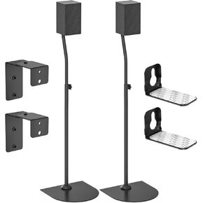 notiela Speaker Stand and Wall Mount Pair for Samsung Rear Speakers - Height Adjustable 33" to 42" Black Alloy Steel Floor Stand