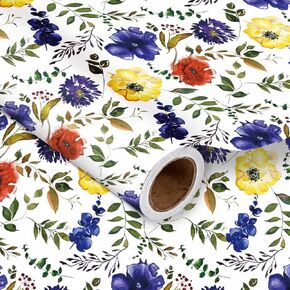 LeZakaa Floral Wrapping Paper Roll, Blue Hydrangea Flowers Party Gift Wrap for Wedding, Bridal Shower, Baby Shower, Anniversary, Mother's Day, Birthday, 17 inches x 16.4 Feet (23.2 sq.ft.)