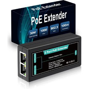 1 in 2 Out Gigabit PoE Extender, NICGIGA 2 Port PoE Repeater 100 Meters(328 ft),IEEE 802.3af/at Power Over Ethernet PoE Splitter to 2 PoE Devices Like IP Cameras, IP Phone, Wireless AP