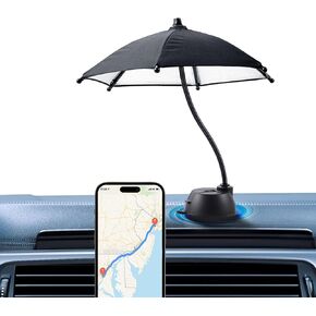 OUTXE Car Phone Umbrella for Sun, Suction Cup Phone Umbrella for iPhone/Android, 360°Adjustable Cellphone Sun Shade for Car Dashboard, Vent