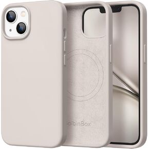 Magnetic for iPhone 13 Case & iPhone 14 Case, Compatible with MagSafe, [Soft Anti-Scratch Microfiber Lining], Slim Liquid Silicone Shockproof Protective Phone Case 6.1 inch, Chalk Pink