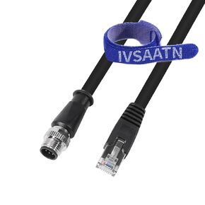 Ethernet M12 8- Pin A-Code RJ45 Cable for Omron Microscan QX-870 Scanner Cognex in-Sight Data Man Checker / 5m /16.4 Ft （Black）
