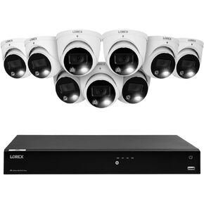 Lorex Fusion 4K 16 Camera Capable (Wired/Fusion WiFi) NVR System 4TB 9 Dome Active Deterrence White
